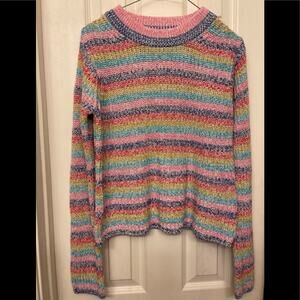 Philosophy Pink Crew Neck Pastel Stripe Rainbow Sweater size Small
